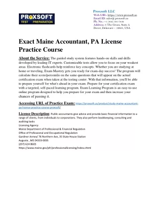 Exact Maine Accountant, PA License Practice Course