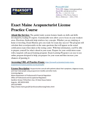 Exact Maine Acupuncturist License Practice Course