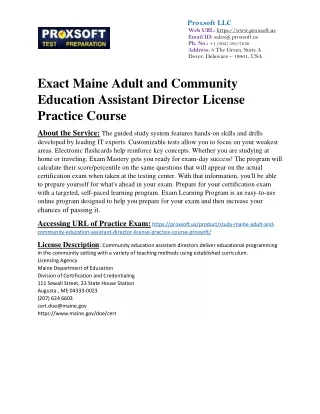 Exact Maine Adult and Community Education Assistant Director License Practice Co