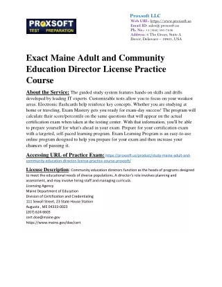 Exact Maine Adult and Community Education Director License Practice Course