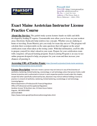 Exact Maine Aestetcian Instructor License Practice Course