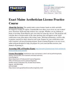 Exact Maine Aesthetician License Practice Course