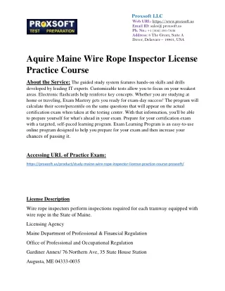 Aquire Maine Wire Rope Inspector License Practice Course