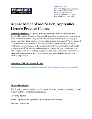 Aquire Maine Wood Scaler, Apprentice License Practice Course