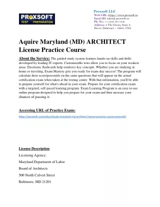 Aquire Maryland (MD) ARCHITECT License Practice Course