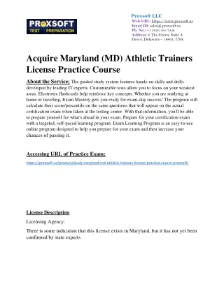 Aquire Maryland (MD) Athletic Trainers License Practice Course