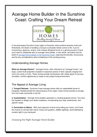 Acerage Home Builder in the Sunshine Coast_ Crafting Your Dream Retreat