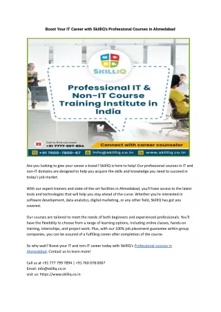 IT - Non Training Institute in Ahmedabad | SkillIQ