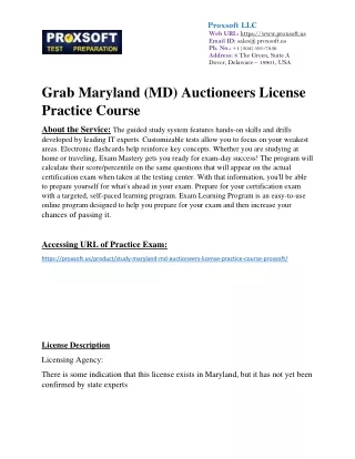 Grab Maryland (MD) Auctioneers License Practice Course