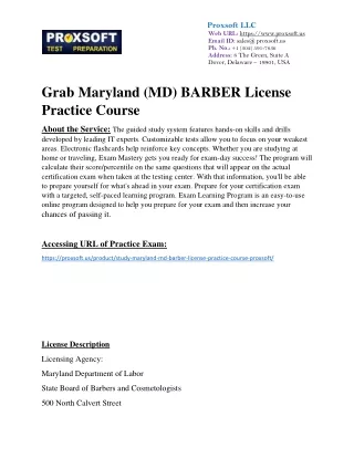 Grab Maryland (MD) BARBER License Practice Course