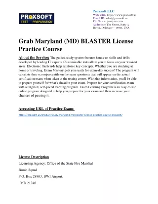 Grab Maryland (MD) BLASTER License Practice Course