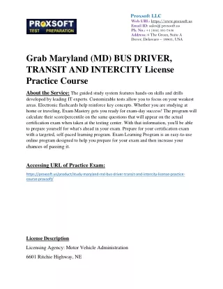 Grab Maryland (MD) BUS DRIVER, TRANSIT AND INTERCITY License Practice Course