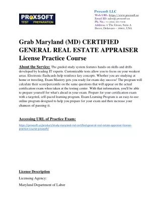 Grab Maryland (MD) CERTIFIED GENERAL REAL ESTATE APPRAISER License Course