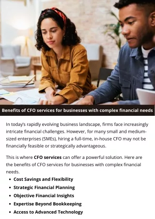 Benefits of CFO services for businesses with complex financial needs