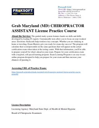 Grab Maryland (MD) CHIROPRACTOR ASSISTANT License Practice Course