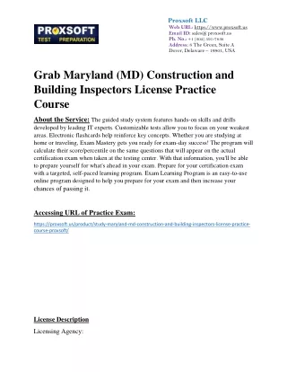 Grab Maryland (MD) Construction and Building Inspectors License Practice Course