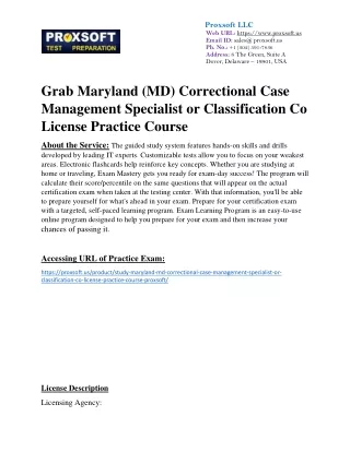 Grab Maryland (MD) Correctional Case Management Specialist or Classification