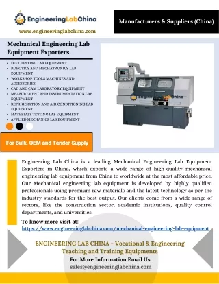 Mechanical Engineering Lab Equipment Exporters in China