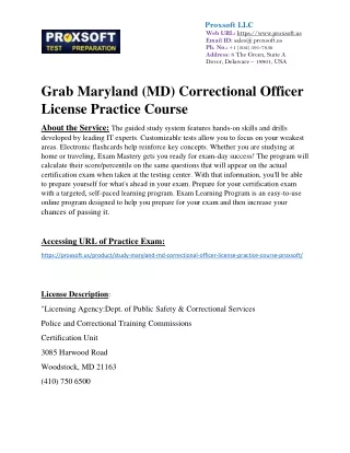 Grab Maryland (MD) Correctional Officer License Practice Course