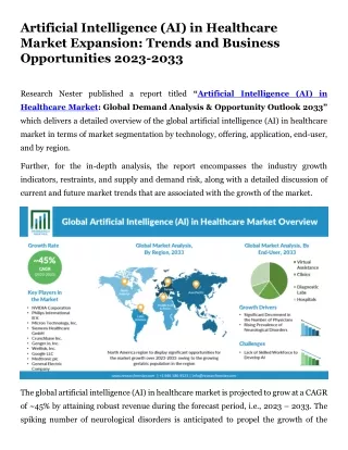 Artificial Intelligence (AI) in Healthcare Market Analysis, Statistics2033