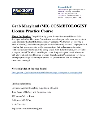 Grab Maryland (MD) COSMETOLOGIST License Practice Course