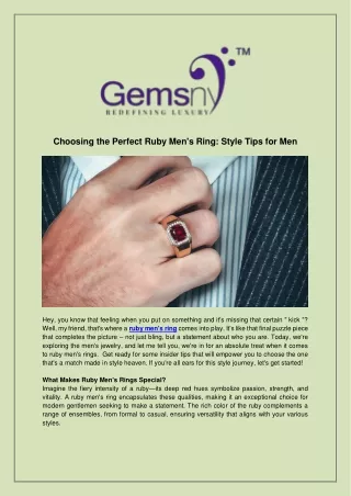 Crafting a Look with Ruby Rings: Tips for Men