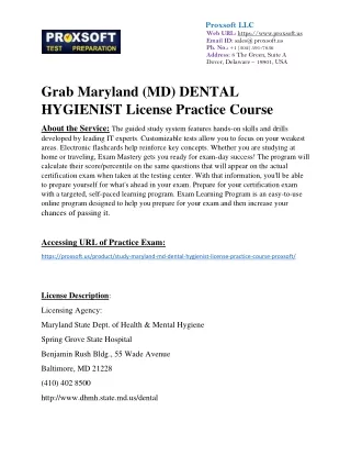 Grab Maryland (MD) DENTAL HYGIENIST License Practice Course