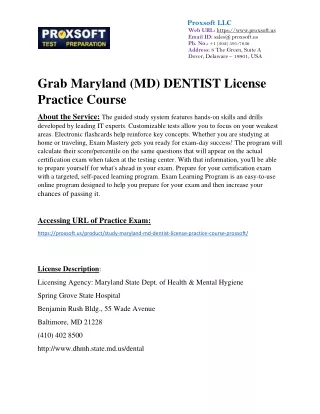 Grab Maryland (MD) DENTIST License Practice Course