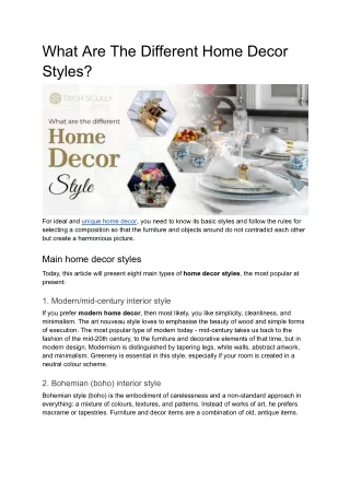 What are the different home decor styles