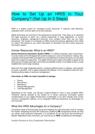 Online HRIS Software - What Are HRIS Advantages for a Company?