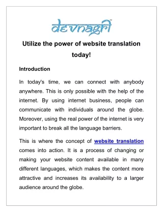 Utilize the power of website translation today!