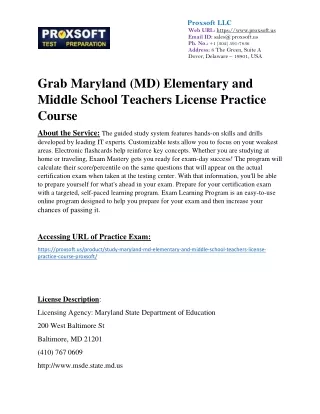 Grab Maryland (MD) Elementary and Middle School Teachers License Practice Course