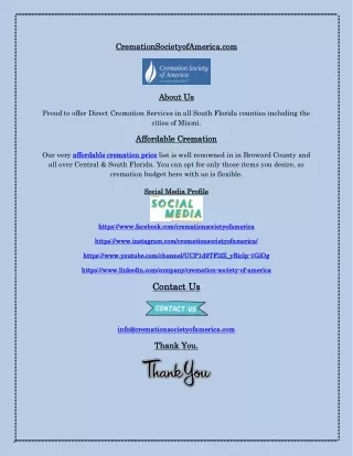 Affordable Cremation Price List Broward