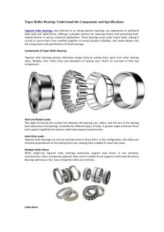 Taper Roller Bearing