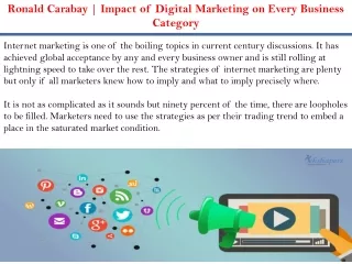 Ronald Carabay | Impact of Digital Marketing on Every Business Category