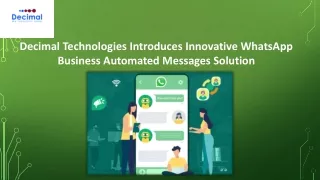 WhatsApp Business Automated Messages - Decimal Technology