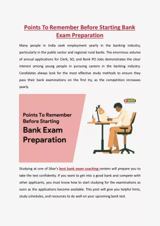 Points To Remember Before Starting Bank Exam Preparation