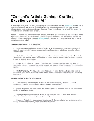 Zomani's Article