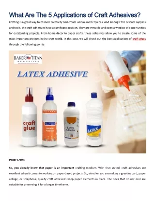 What Are The 5 Applications of Craft Adhesives
