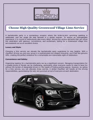 Choose High-Quality Greenwood Village Limo Service