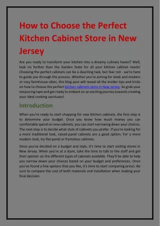 How to Choose the Perfect Kitchen Cabinet Store in New Jersey