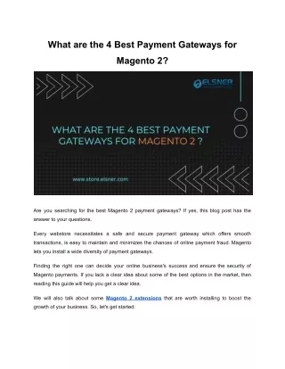 What are the 4 Best Payment Gateways for Magento 2