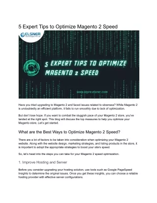 5 Expert Tips to Optimize Magento 2 Speed