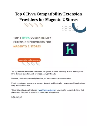 Top 6 Hyva Compatibility Extension Providers for Magento 2 Stores