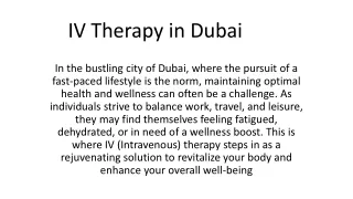 IV Therapy in Dubai