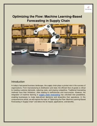 Optimizing the Flow: Machine Learning-Based Forecasting in Supply Chain