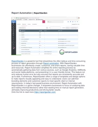 Report Automation | ReportGarden