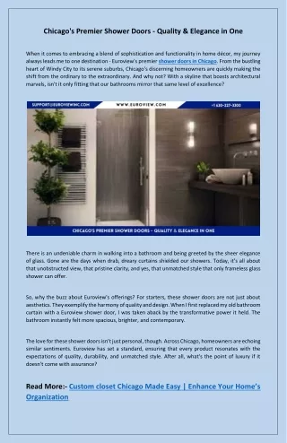 Chicago's Premier Shower Doors - Quality & Elegance in One