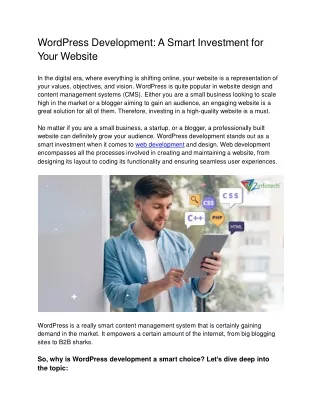 WordPress Development: A Smart Investment for Your Website
