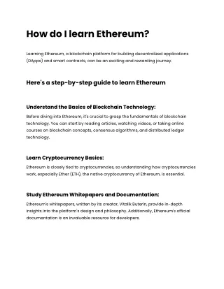 How do I learn Ethereum_